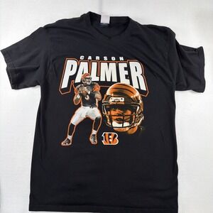 NFL Players Cincinnati Bengals Carson‎ Palmer Black Tee Size Large 100% Cotton